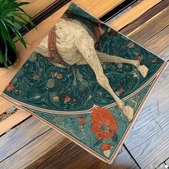 White Horse Western Cowgirl Horse Print Square Scarf - Picture 8 of 9